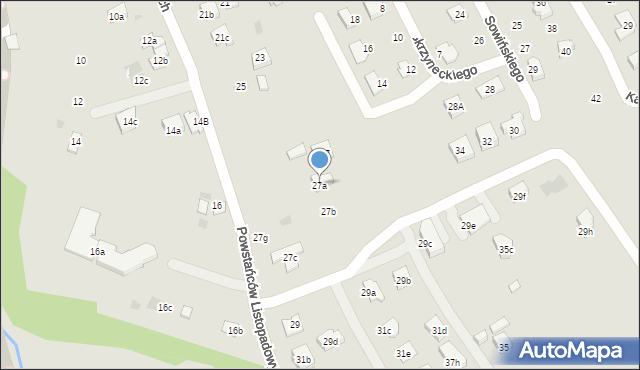Rzeszów, Powstańców Listopadowych, 27a, mapa Rzeszów