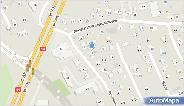Rzeszów, Powstańców Listopadowych, 3, mapa Rzeszów