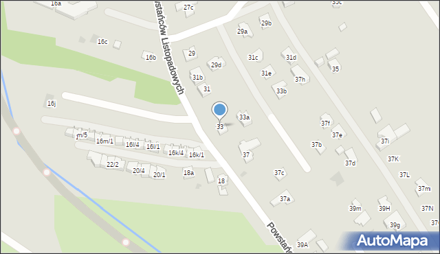 Rzeszów, Powstańców Listopadowych, 33, mapa Rzeszów