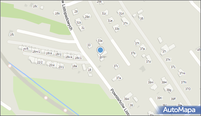 Rzeszów, Powstańców Listopadowych, 37, mapa Rzeszów