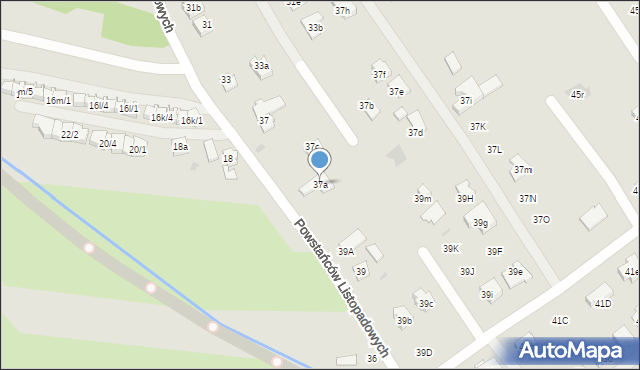 Rzeszów, Powstańców Listopadowych, 37a, mapa Rzeszów