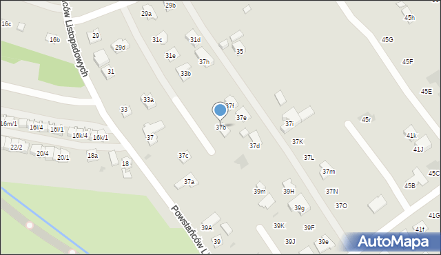 Rzeszów, Powstańców Listopadowych, 37b, mapa Rzeszów