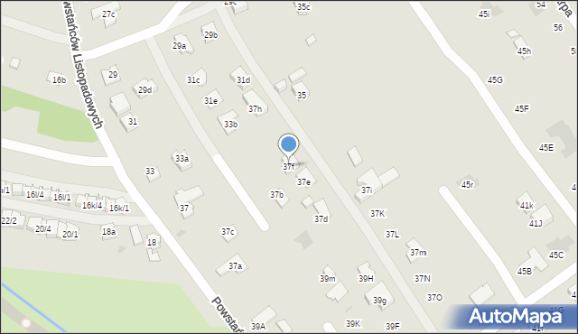 Rzeszów, Powstańców Listopadowych, 37f, mapa Rzeszów