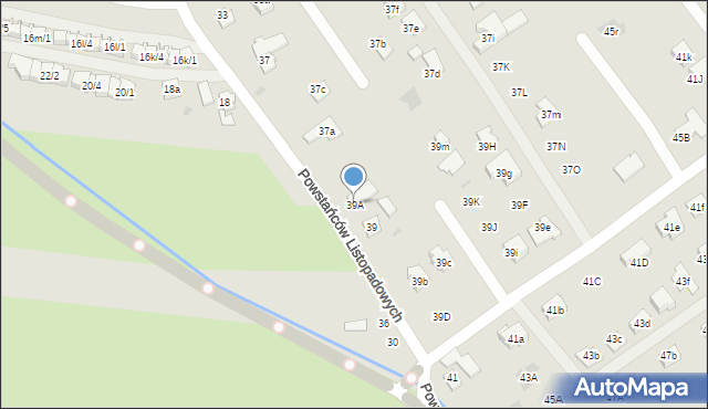 Rzeszów, Powstańców Listopadowych, 39A, mapa Rzeszów