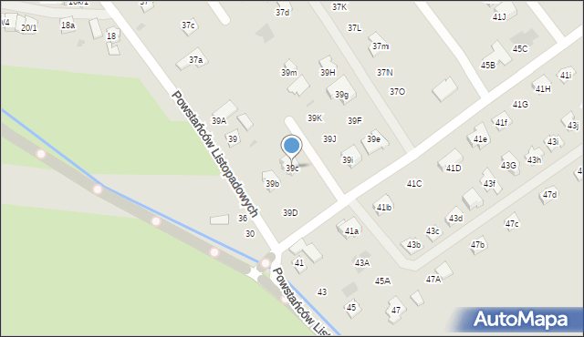 Rzeszów, Powstańców Listopadowych, 39c, mapa Rzeszów