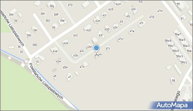 Rzeszów, Powstańców Listopadowych, 47b, mapa Rzeszów