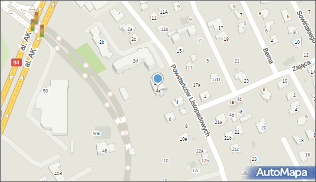 Rzeszów, Powstańców Listopadowych, 4a, mapa Rzeszów