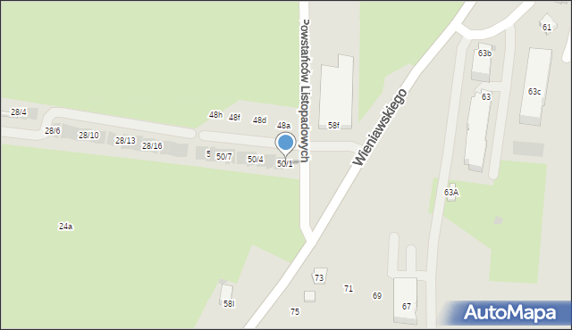 Rzeszów, Powstańców Listopadowych, 50/1, mapa Rzeszów