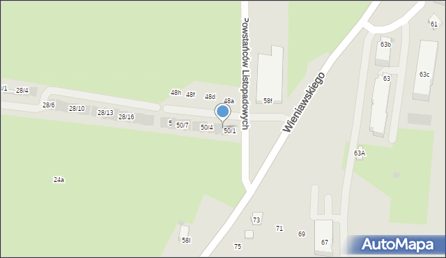 Rzeszów, Powstańców Listopadowych, 50/2, mapa Rzeszów