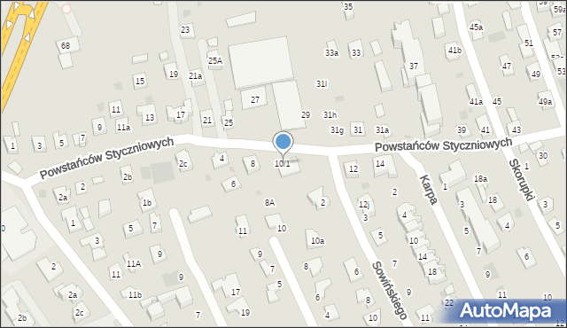 Rzeszów, Powstańców Styczniowych, 10/1, mapa Rzeszów