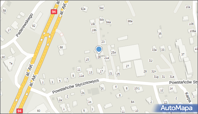 Rzeszów, Powstańców Styczniowych, 19, mapa Rzeszów