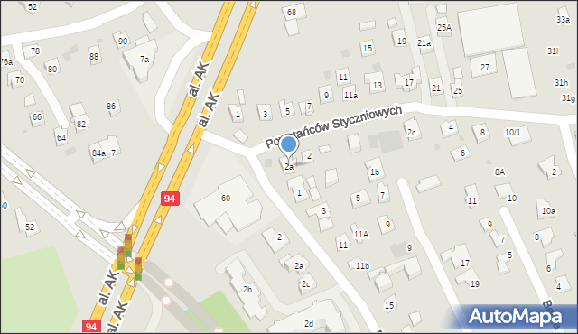 Rzeszów, Powstańców Styczniowych, 2a, mapa Rzeszów