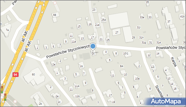 Rzeszów, Powstańców Styczniowych, 2c, mapa Rzeszów