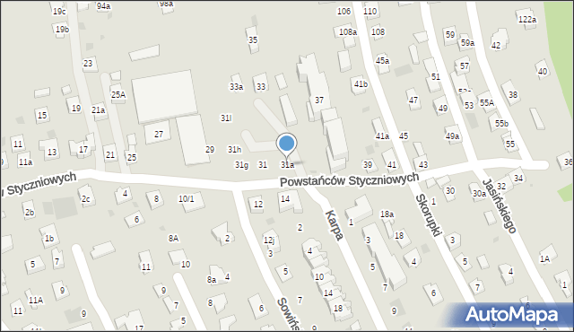 Rzeszów, Powstańców Styczniowych, 31a, mapa Rzeszów