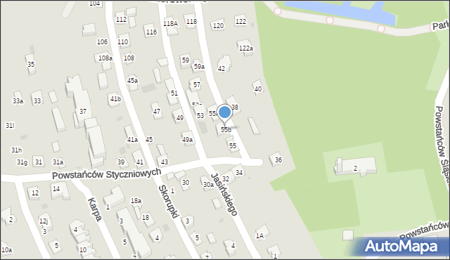 Rzeszów, Powstańców Styczniowych, 55b, mapa Rzeszów