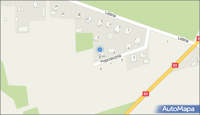Sabnie, Poprzeczna, 8, mapa Sabnie