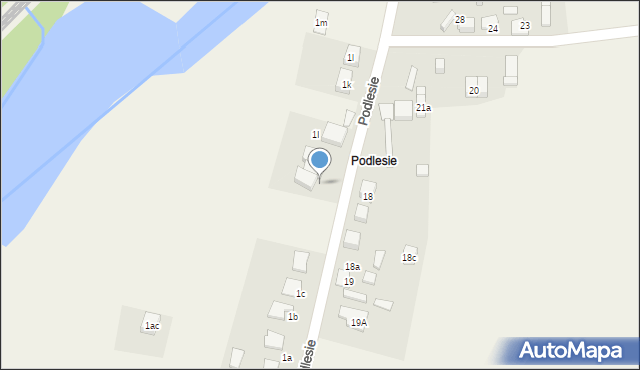 Sadów, Podlesie, 1g, mapa Sadów