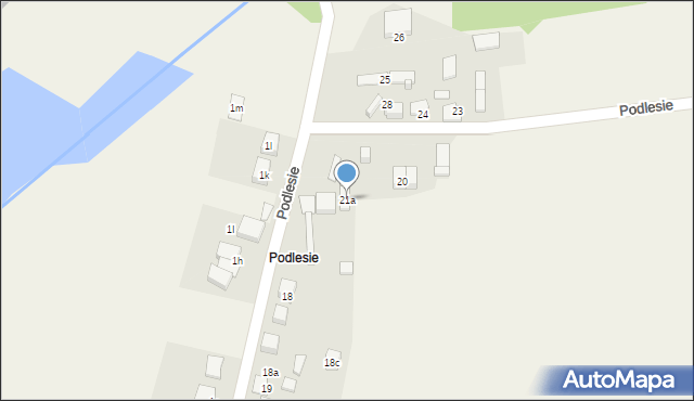 Sadów, Podlesie, 21a, mapa Sadów