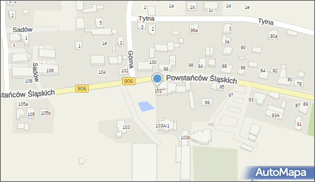 Sadów, Powstańców Śląskich, 101, mapa Sadów