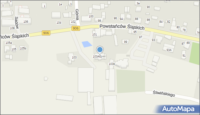 Sadów, Powstańców Śląskich, 103a, mapa Sadów