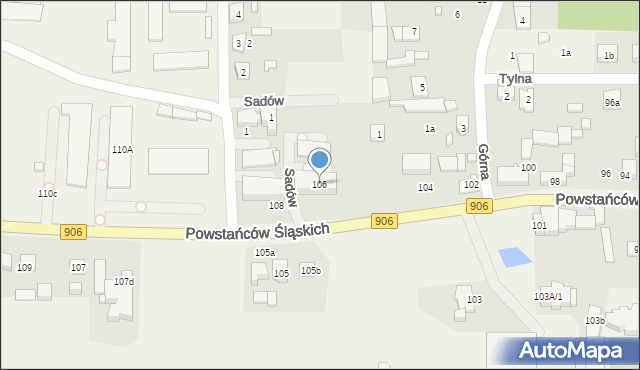 Sadów, Powstańców Śląskich, 106, mapa Sadów
