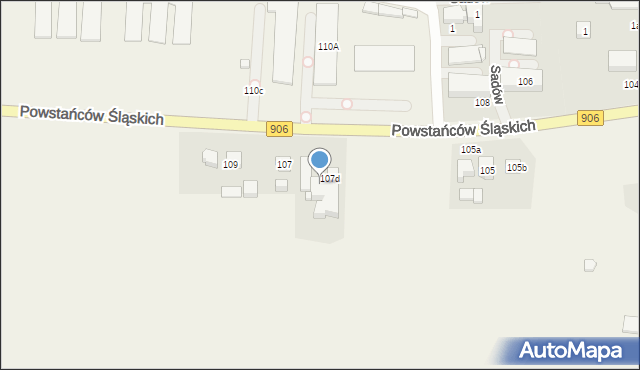 Sadów, Powstańców Śląskich, 107e, mapa Sadów