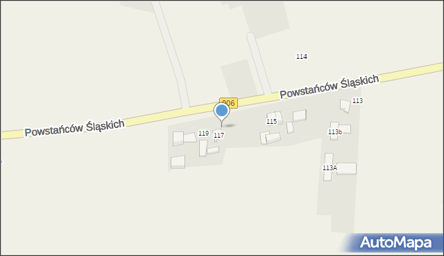 Sadów, Powstańców Śląskich, 117a, mapa Sadów