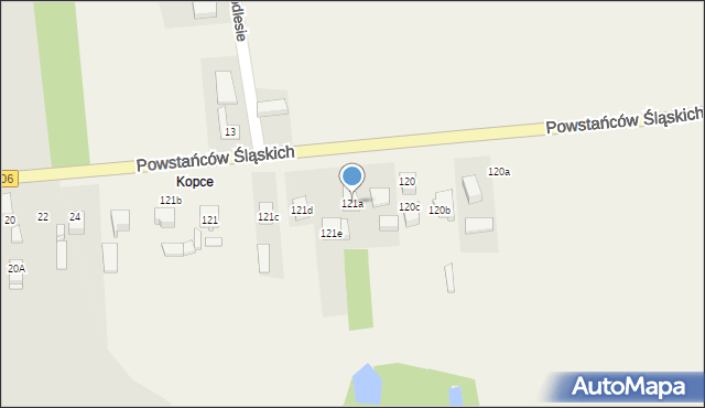 Sadów, Powstańców Śląskich, 121a, mapa Sadów