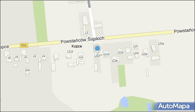 Sadów, Powstańców Śląskich, 121c, mapa Sadów