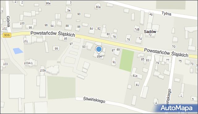 Sadów, Powstańców Śląskich, 93A, mapa Sadów