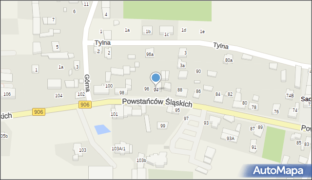 Sadów, Powstańców Śląskich, 94, mapa Sadów