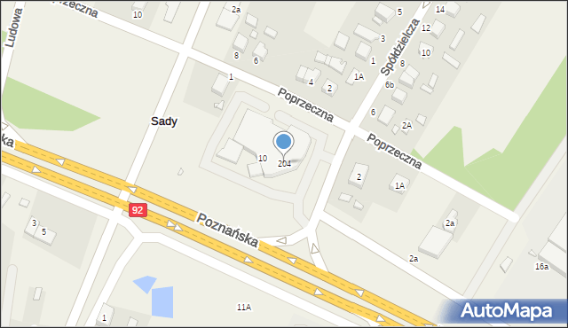 Sady, Poznańska, 204, mapa Sady