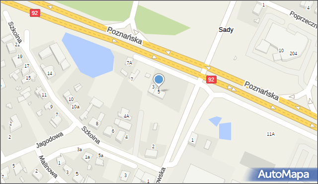 Sady, Poznańska, 5, mapa Sady