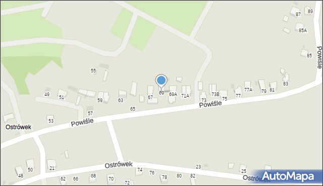 Sandomierz, Powiśle, 69, mapa Sandomierza