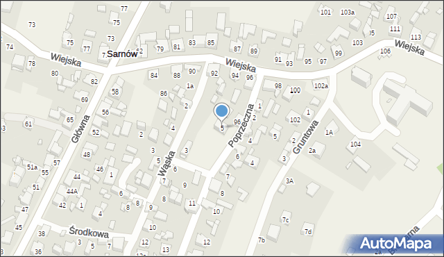 Sarnów, Poprzeczna, 5, mapa Sarnów