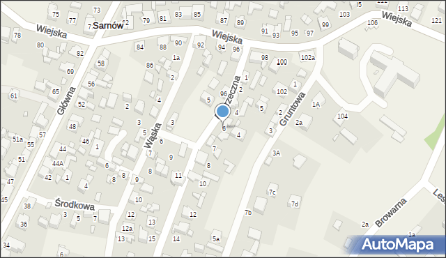 Sarnów, Poprzeczna, 6, mapa Sarnów