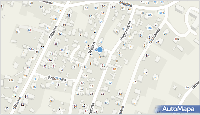 Sarnów, Poprzeczna, 9, mapa Sarnów