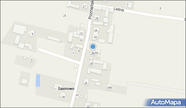 Sasinowo, Poznańska, 20, mapa Sasinowo