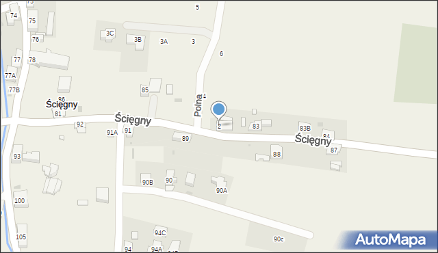 Ścięgny, Polna, 2, mapa Ścięgny