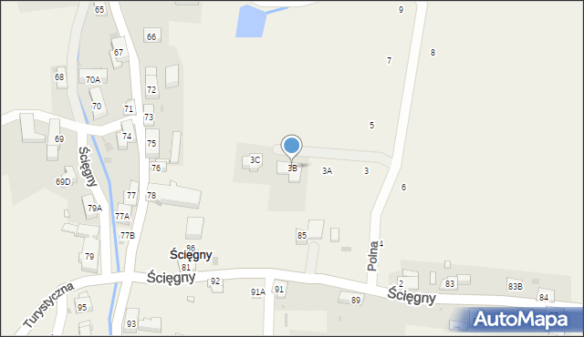 Ścięgny, Polna, 3B, mapa Ścięgny