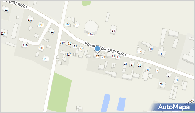 Sędziejowice, Powstańców 1863 Roku, 25, mapa Sędziejowice