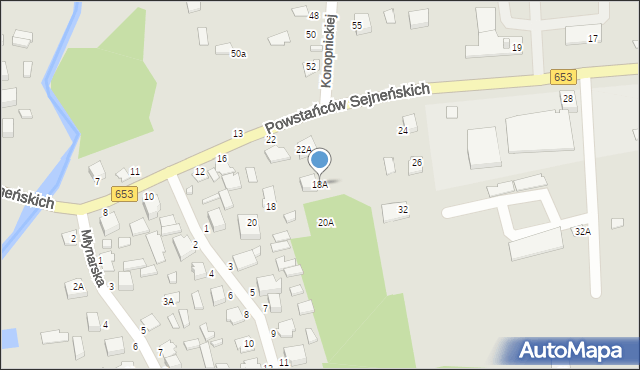 Sejny, Powstańców Sejneńskich, 18A, mapa Sejny