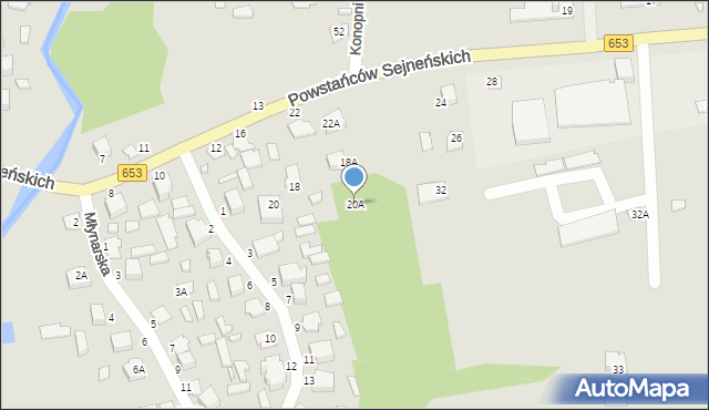 Sejny, Powstańców Sejneńskich, 20A, mapa Sejny