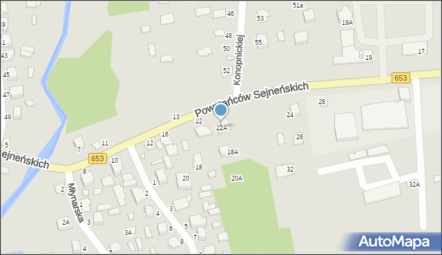 Sejny, Powstańców Sejneńskich, 22A, mapa Sejny