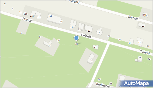 Sękocin-Las, Polanki, 12, mapa Sękocin-Las