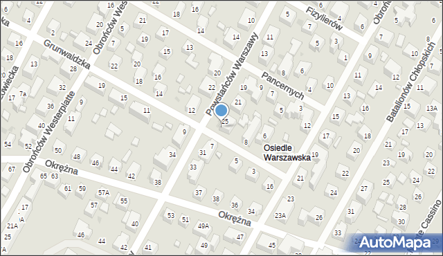 Siedlce, Powstańców Warszawy, 27, mapa Siedlce