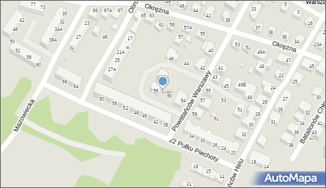 Siedlce, Powstańców Warszawy, 58, mapa Siedlce