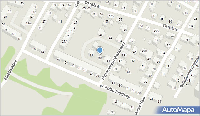 Siedlce, Powstańców Warszawy, 60, mapa Siedlce