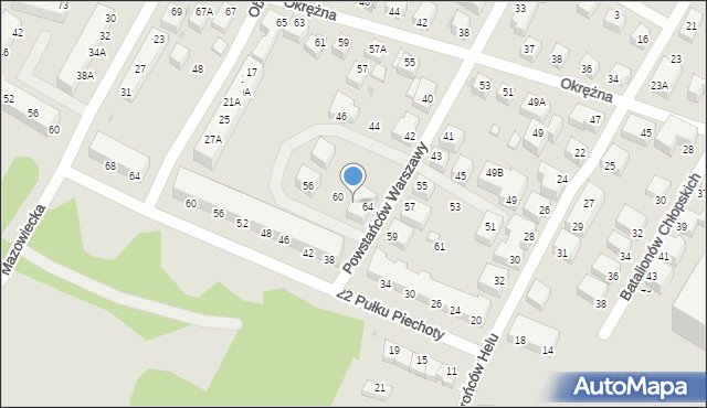 Siedlce, Powstańców Warszawy, 62, mapa Siedlce