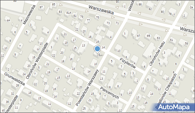 Siedlce, Powstańców Warszawy, 8, mapa Siedlce